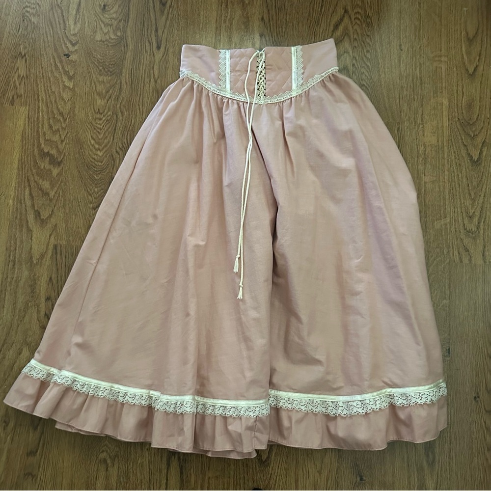 Gunne Sax by Jessica vintage Pink Lace-Trimmed midi Skirt cotton size 9